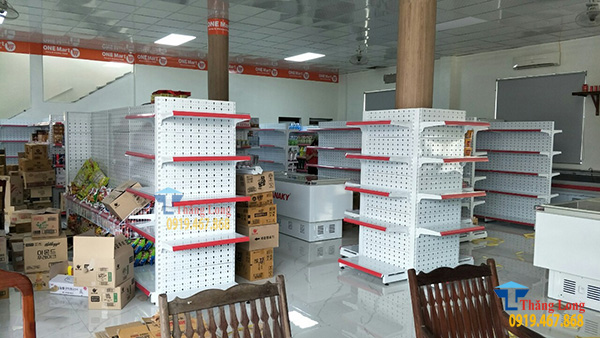 Lắp đặt giá kệ bày hàng cho siêu thị One Mart Hải Phòng