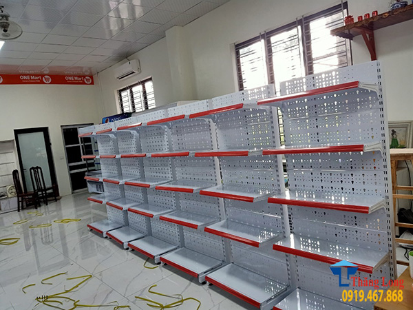 Lắp đặt giá kệ bày hàng cho siêu thị One Mart Hải Phòng