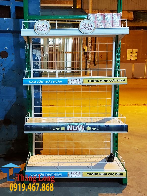 kệ trưng bày sữa quảng cáo nuvi power