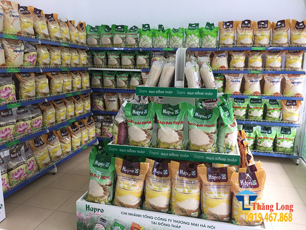 Kệ trưng bày gạo cho siêu thị và cửa hàng chất lượng, giá rẻ